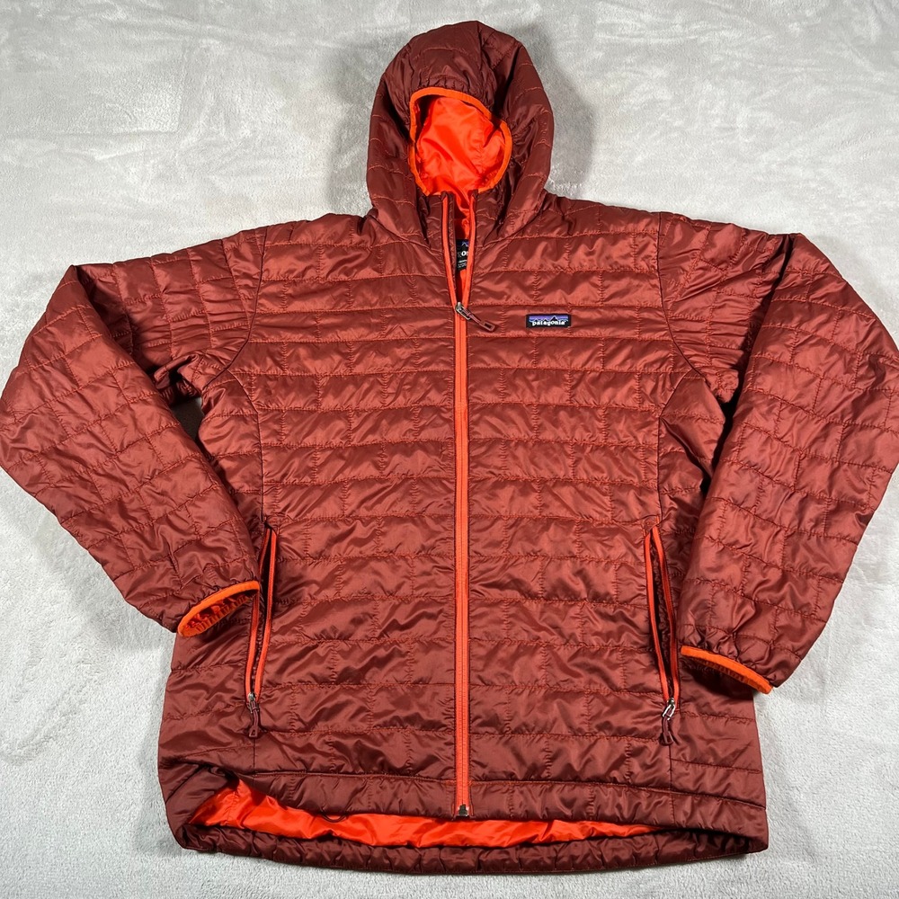 Patagonia Nano Puff Hoody Men's Large Rust Red Orange Insulated Puffer Jacket